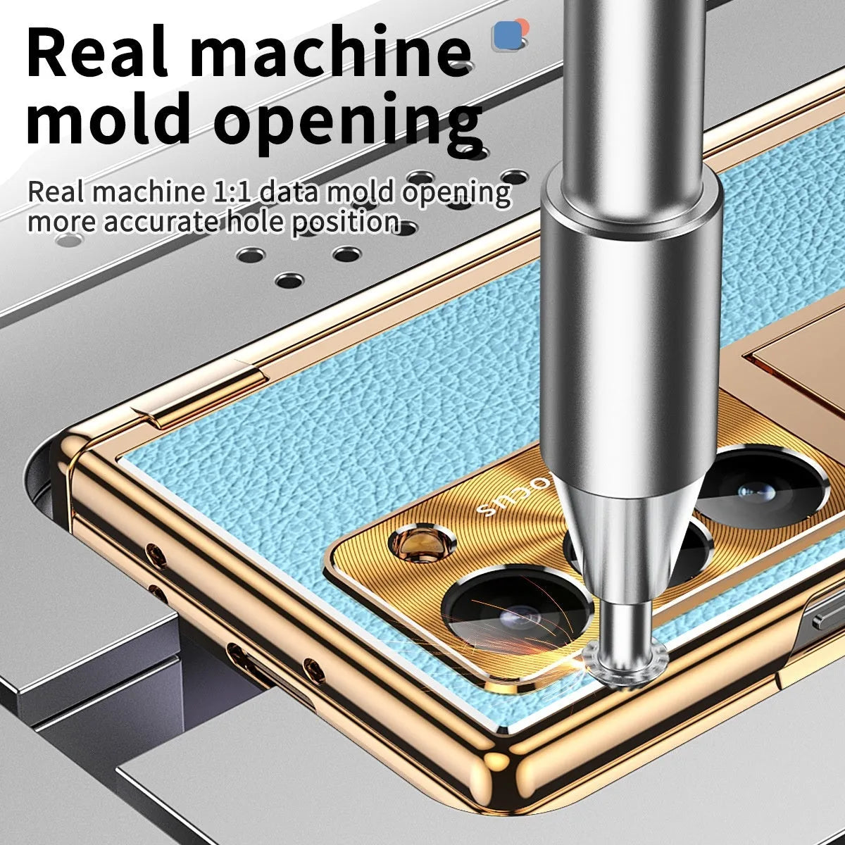 Electroplated imitation leather double hinge phone case for Samsung Z Fold with pen slot and bracket in gold