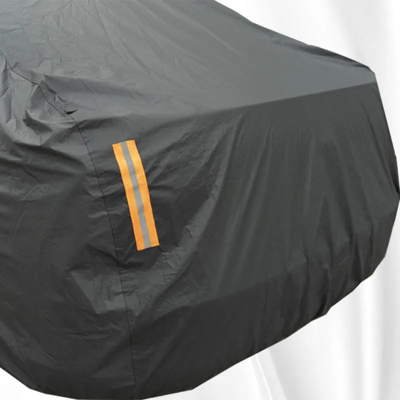 Grey thickened PVC chemical fibre car cover for Volkswagen vehicles, shown in size S, M, L, XL, or 2XL.