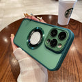 Magnetic frosted PC phone case for iPhone 15 Pro Max in blue colour showing shockproof protection
