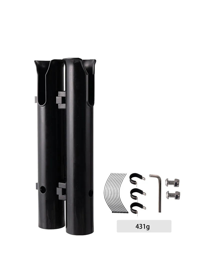 Carbon motorcycle and bicycle fishing rod rack with plastic frame and clamp mechanism