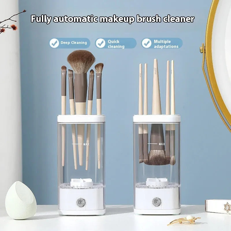 Automatic makeup brush cleaning machine with storage box USB charging 8000 rpm cup brush design grey