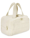 Lightweight polyester travel toiletry bag with wide opening and fluffy lining in multiple colour options