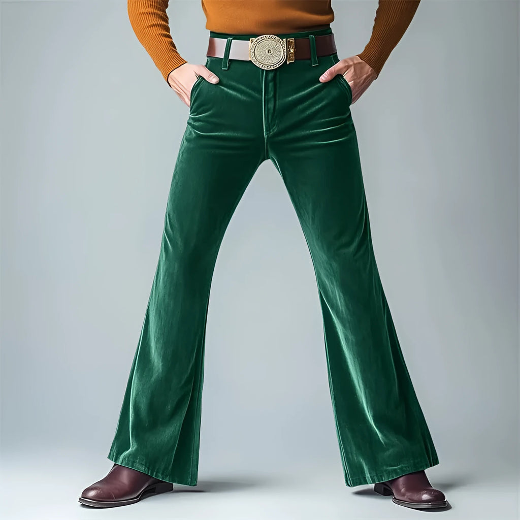 Men's gold velvet slim flared suit trousers in multiple colours for banquet and light business occasions