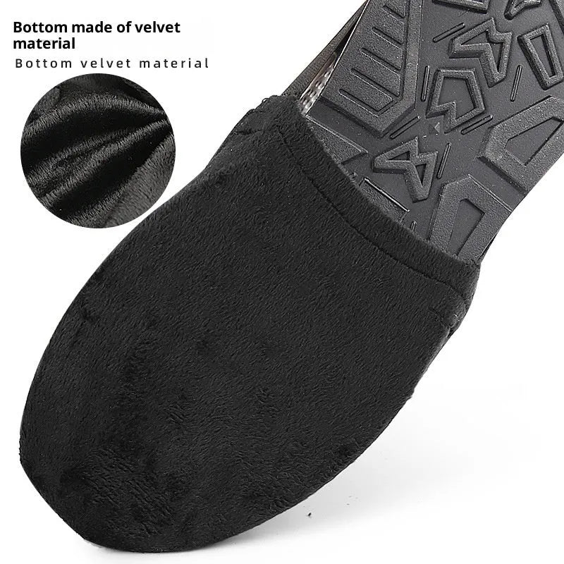 Black bowling shoe cover average size made from polyester PU and flannel for indoor sports use
