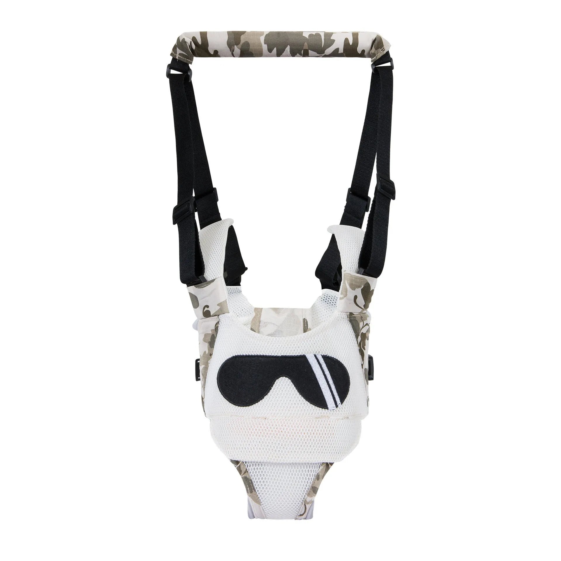 Baby walking harness belt in blue vest style showing adjustable straps for toddler walking support