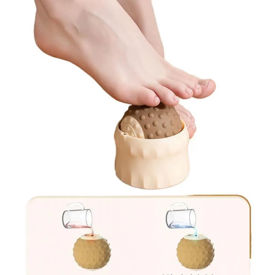 Massage ball cold hot compress tool in caramel mocha colour with double ball design for muscle relaxation