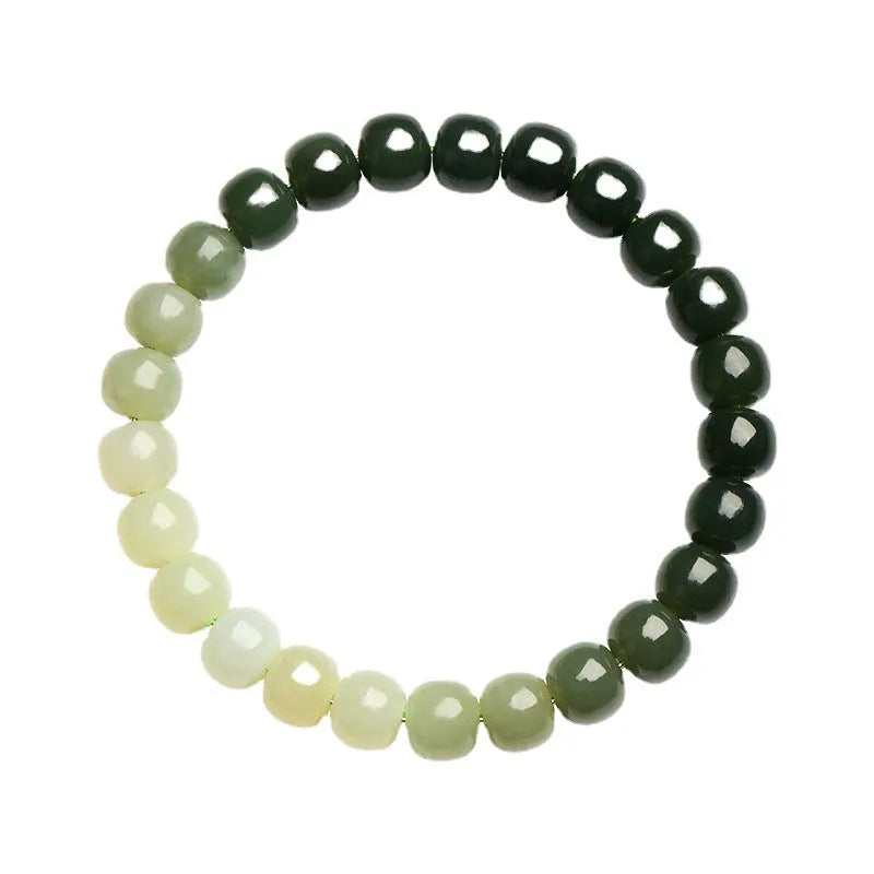 Natural Hetian jade bracelet with sunny water gradient beads in polished finish