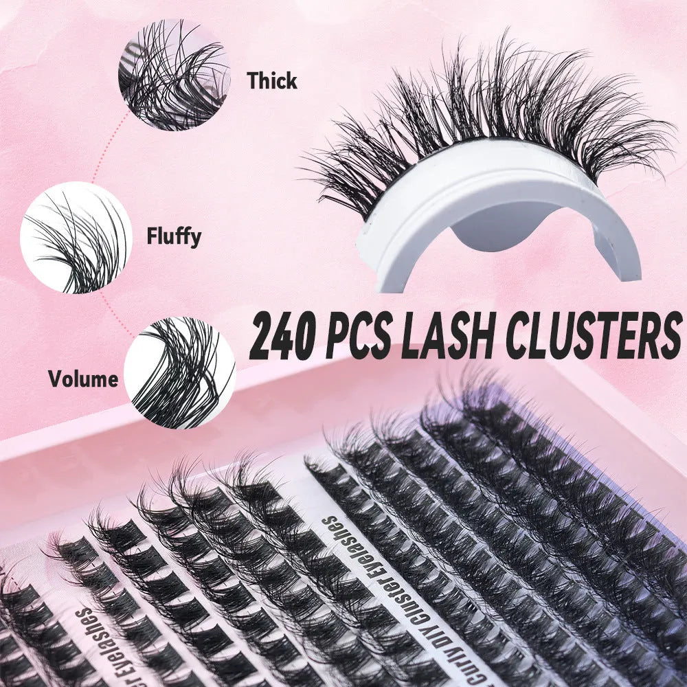 Large high imitation material case open to show mixed thickness false eyelashes inside