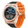 MV58 black sports smart watch with silicone strap on a wrist, showing heart rate monitoring display.