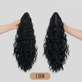 Corn curler style synthetic wig with a water ripple grip ponytail, shown in a dark colour.