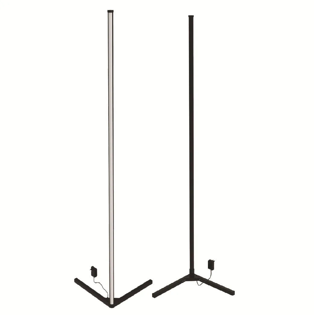 Black RGB atmosphere floor lamp with silicone shade and aluminum alloy body featuring music sync LED lighting