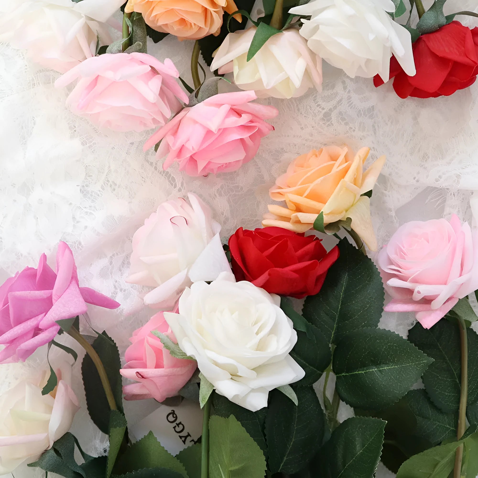Artificial silk rose flower with fabric petals and plastic components, 42cm length with 8.5cm flower head
