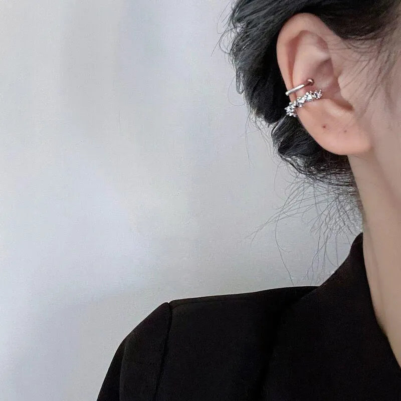 Women's geometric ear clip earrings with irregular frosty style in alloy material