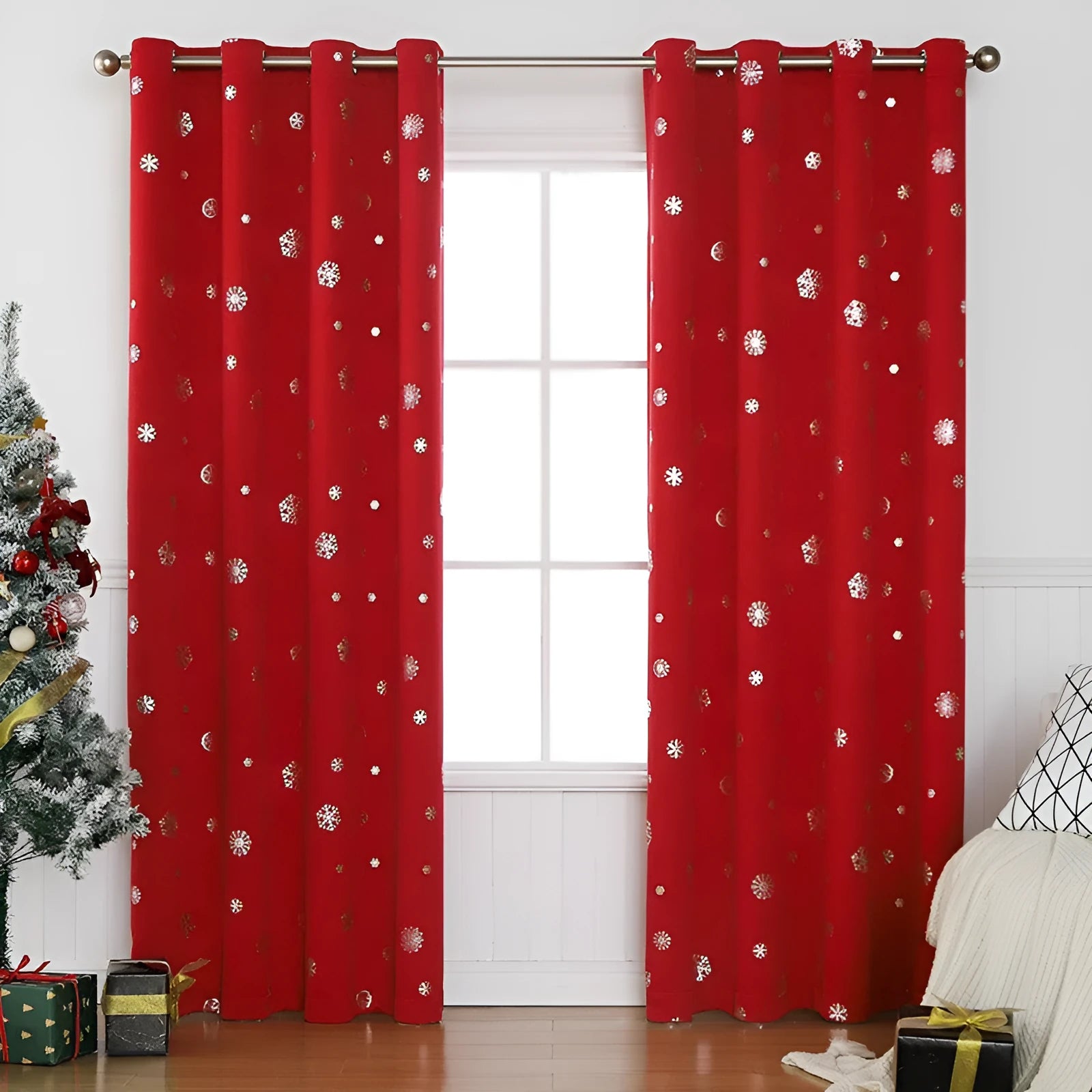 Snowflake pattern shade cloth curtain in polyester fabric with high shading properties