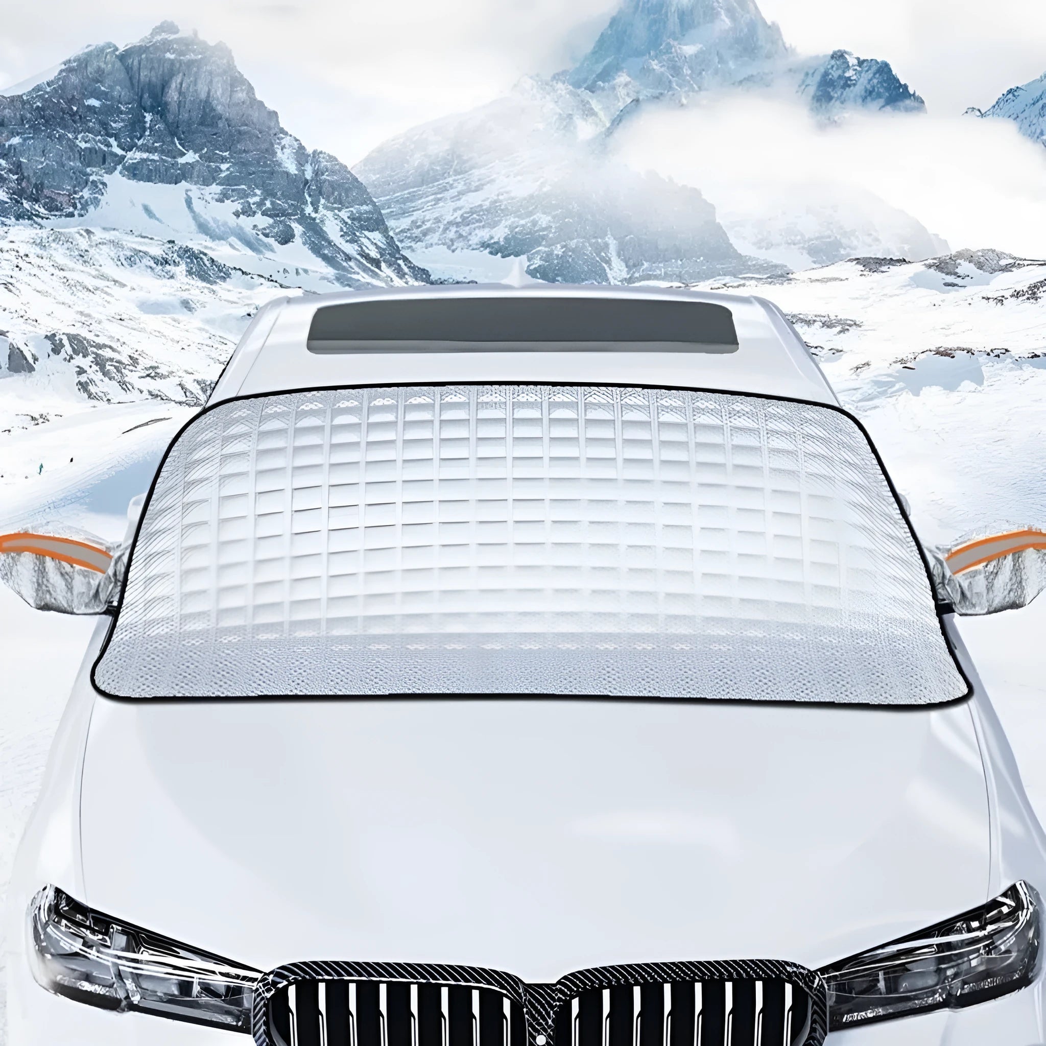Thickened aluminium foil front windshield snow cover with magnetic attachment for SUV sedan universal fit