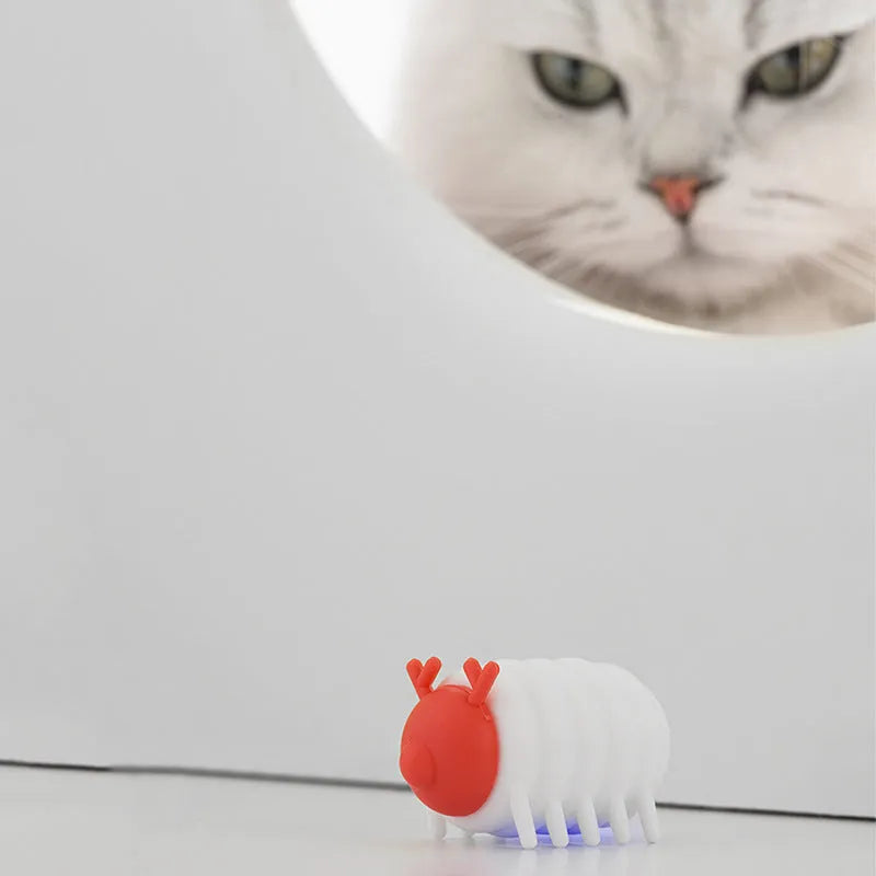 White interactive electric cat toy, silicone and PP, USB Type-C rechargeable, 47 x 29 x 27 cm