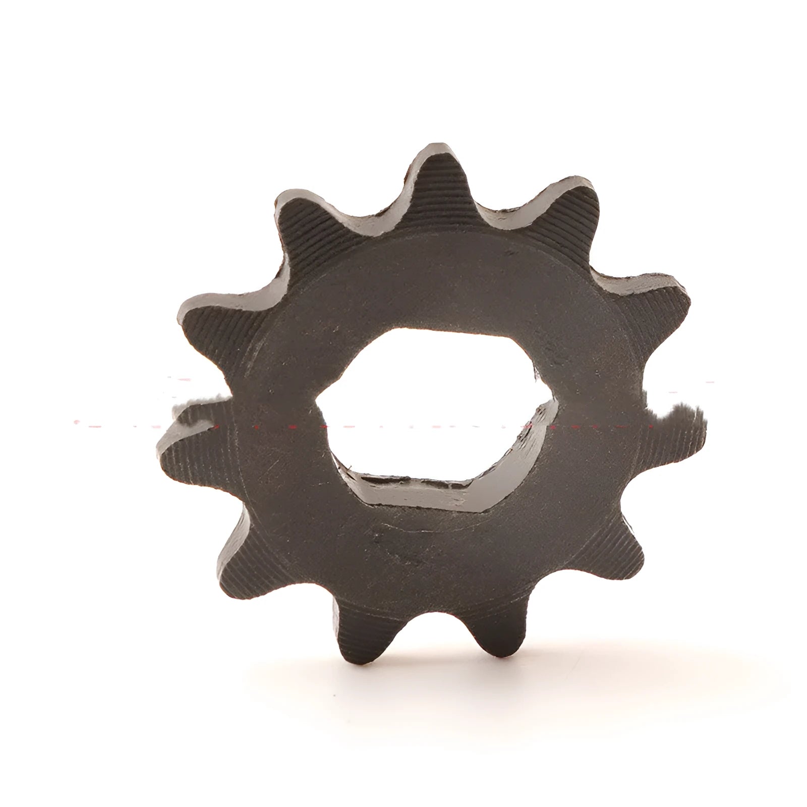 Single 11 tooth cast iron motorcycle reduction gear with non-circular shape for T8F chain.