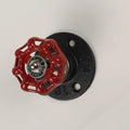 Polished metal wall hook in water pipe style for towels, in black, green, or red.
