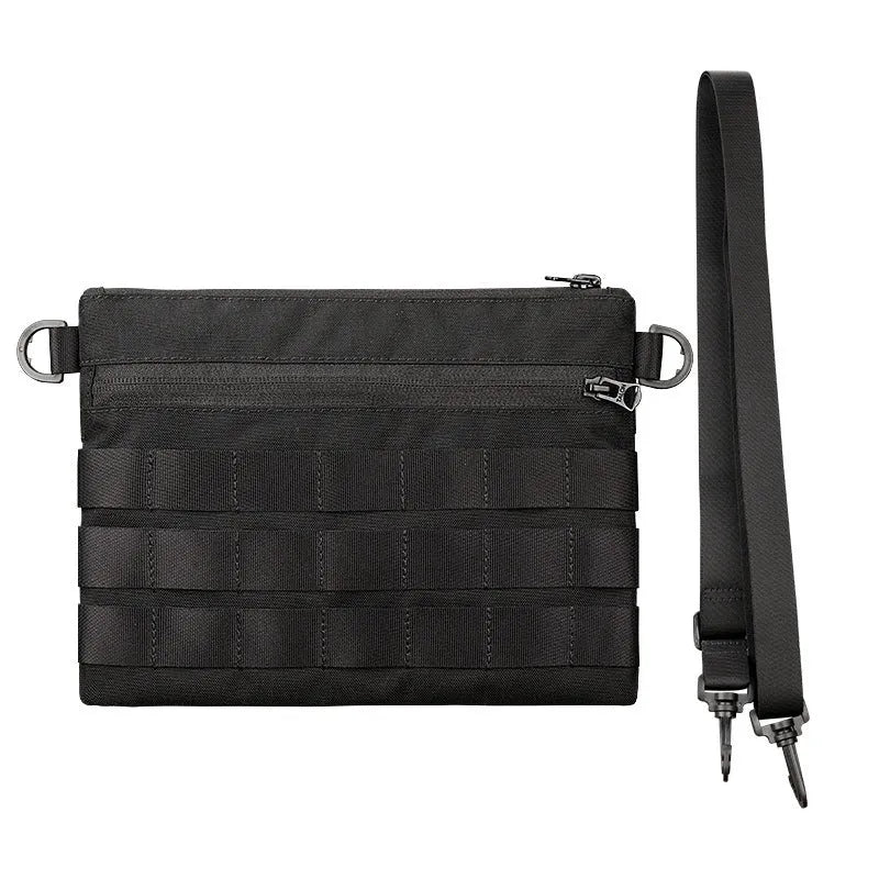 Black Oxford cloth portable military kit pouch with dimensions 18cm by 3.5cm