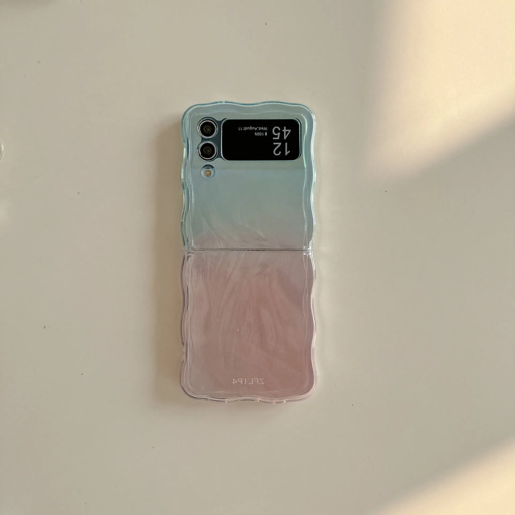 Feather yarn gradient multicolor back cover case for Samsung Z Flip folding phone, IMD finish, five colour options