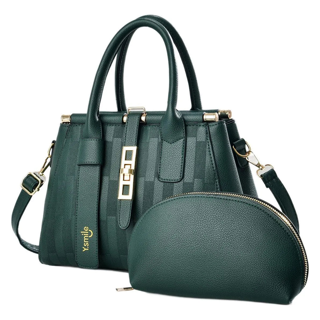 Round PU crossbody shoulder handbag in seven colour options showing 28cm width