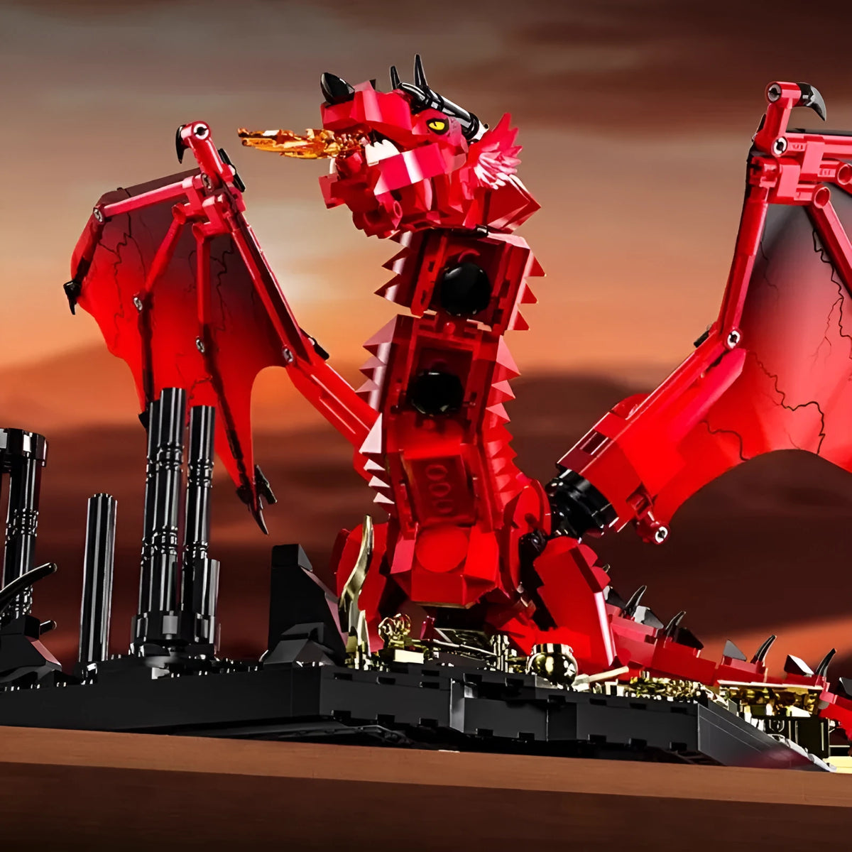Fire Dragon ruins decoration building blocks set with small particles, high difficulty, for ages 14 and over