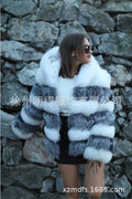 Women's loose artificial fur hooded coat in brown colour, street fashion style
