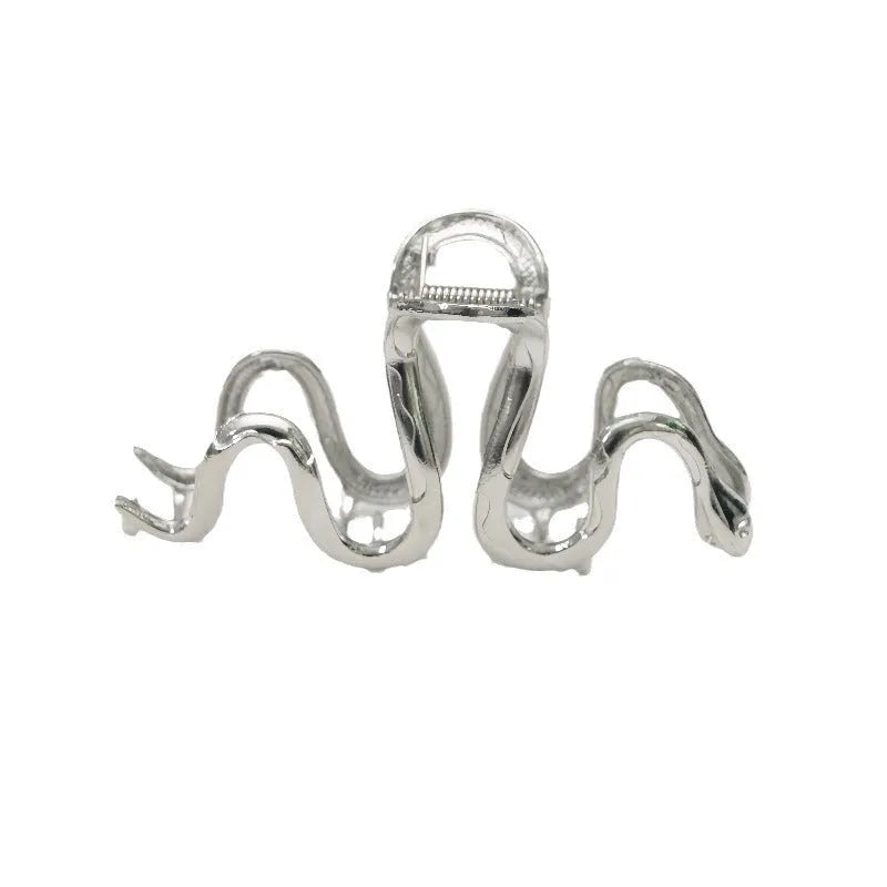 Slytherin serpent design metal hair barrette in silver or black, 10.5cm long.