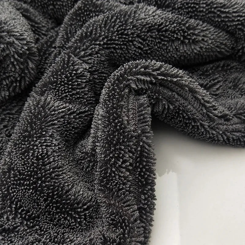 Grey twisted braid microfiber car wash towel 40x40cm for detailing and cleaning