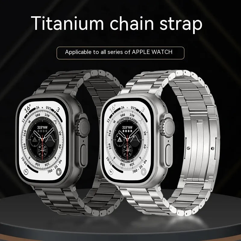 Stainless steel Apple Watch strap in black, silver or titanium gray, business style, 38-49mm sizes