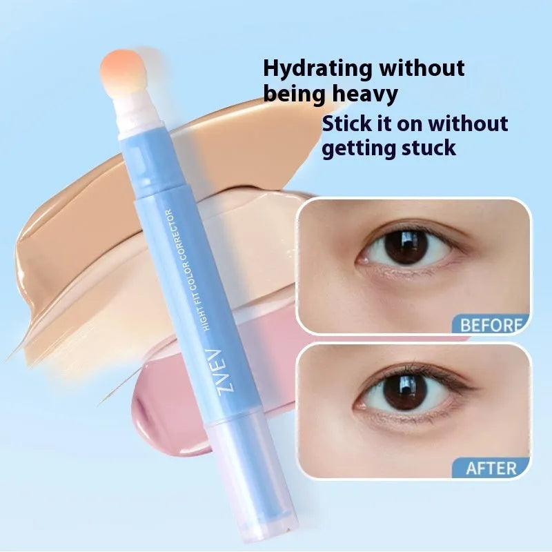 Concealer cream with sponge brush applicator showing three colour shade options