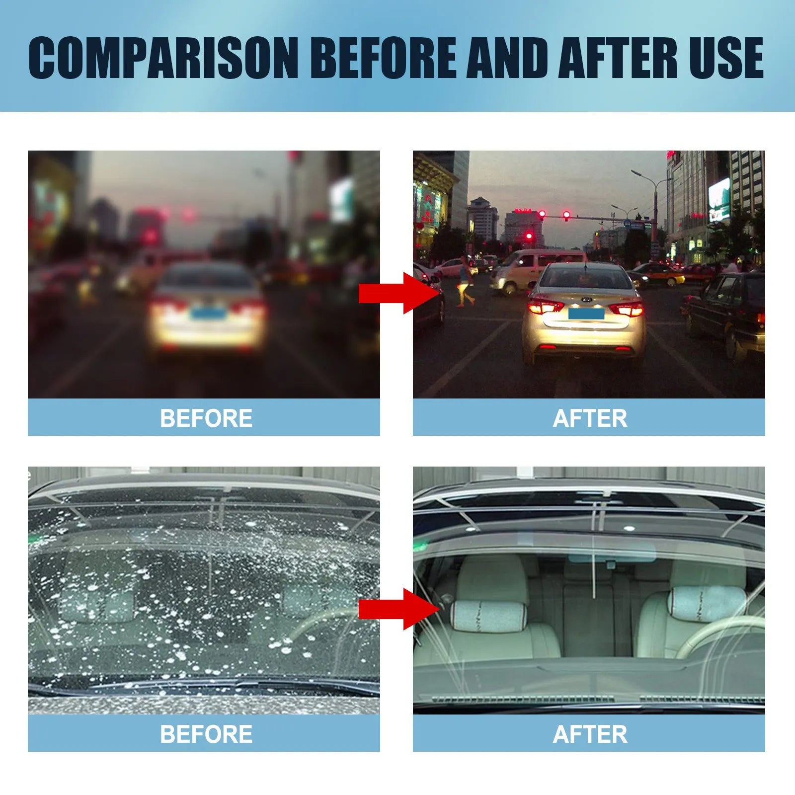Blue packaged car glass oil film remover with soft sponge applicator for windshield cleaning