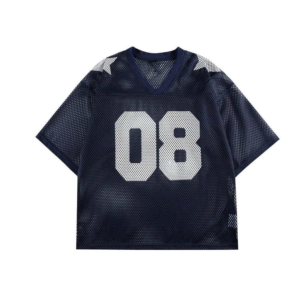 Black and navy blue half sleeve polyester shirt with loose pullover design