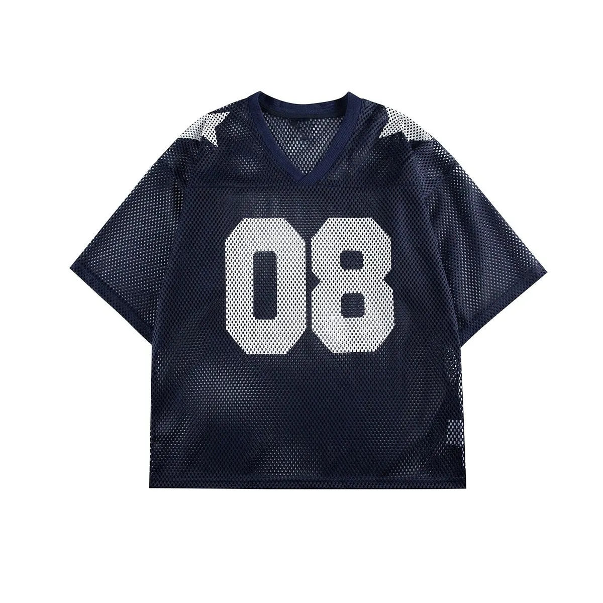 Black and navy blue half sleeve polyester shirt with loose pullover design