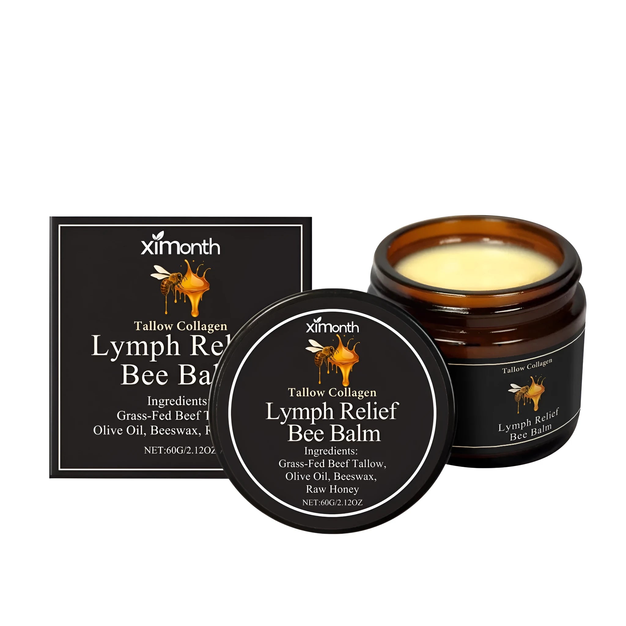 Cow Fat Lymphatic Soothing Cream 60g with peppermint and bee venom in container