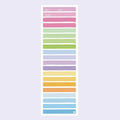 Colourful cartoon striped plastic note box for sticky notes, measuring 90mm by 248mm.