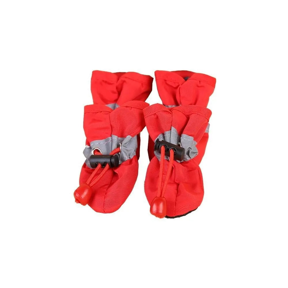 Set of four cloth dog shoes with soft soles in various colour options including fleece-lined variants