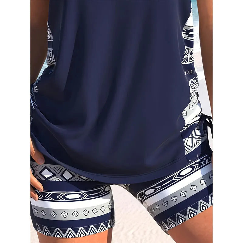 Women's sports hollow conservative split swimsuit in polyester, sleeveless, available in multiple sizes