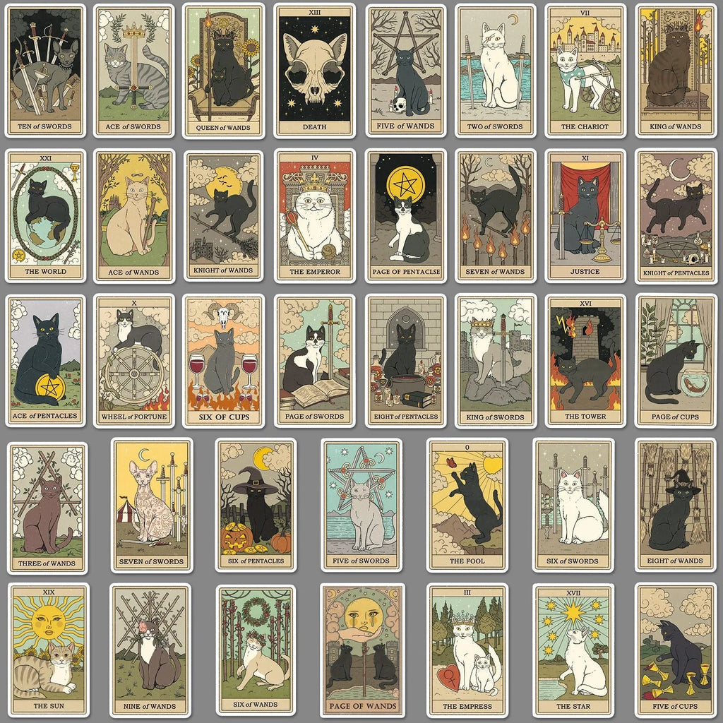 Creative Graffiti personalised 78 tarot card sticker set in cute style for waterproof luggage decoration