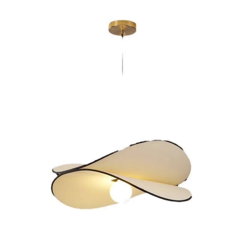 French style artistic chandelier pendant light with fabric potato chips lampshade in bedroom setting