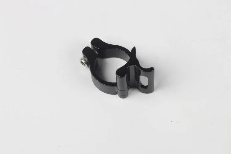 Black aluminium alloy vehicle clamp ring with a 28.6mm diameter for frame installation