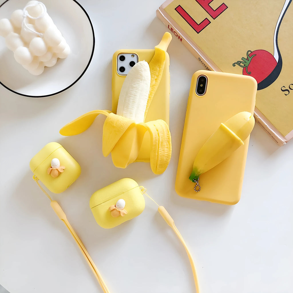 Banana design iPhone case with squeeze feature for multiple iPhone models