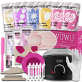 WUWUVISTA 56-piece professional waxing kit with black wax warmer, pots of coloured wax beads, silicone applicators, and aftercare products.