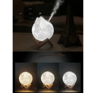 Lunar humidifier night light with 13cm spherical PVC design and LED lighting
