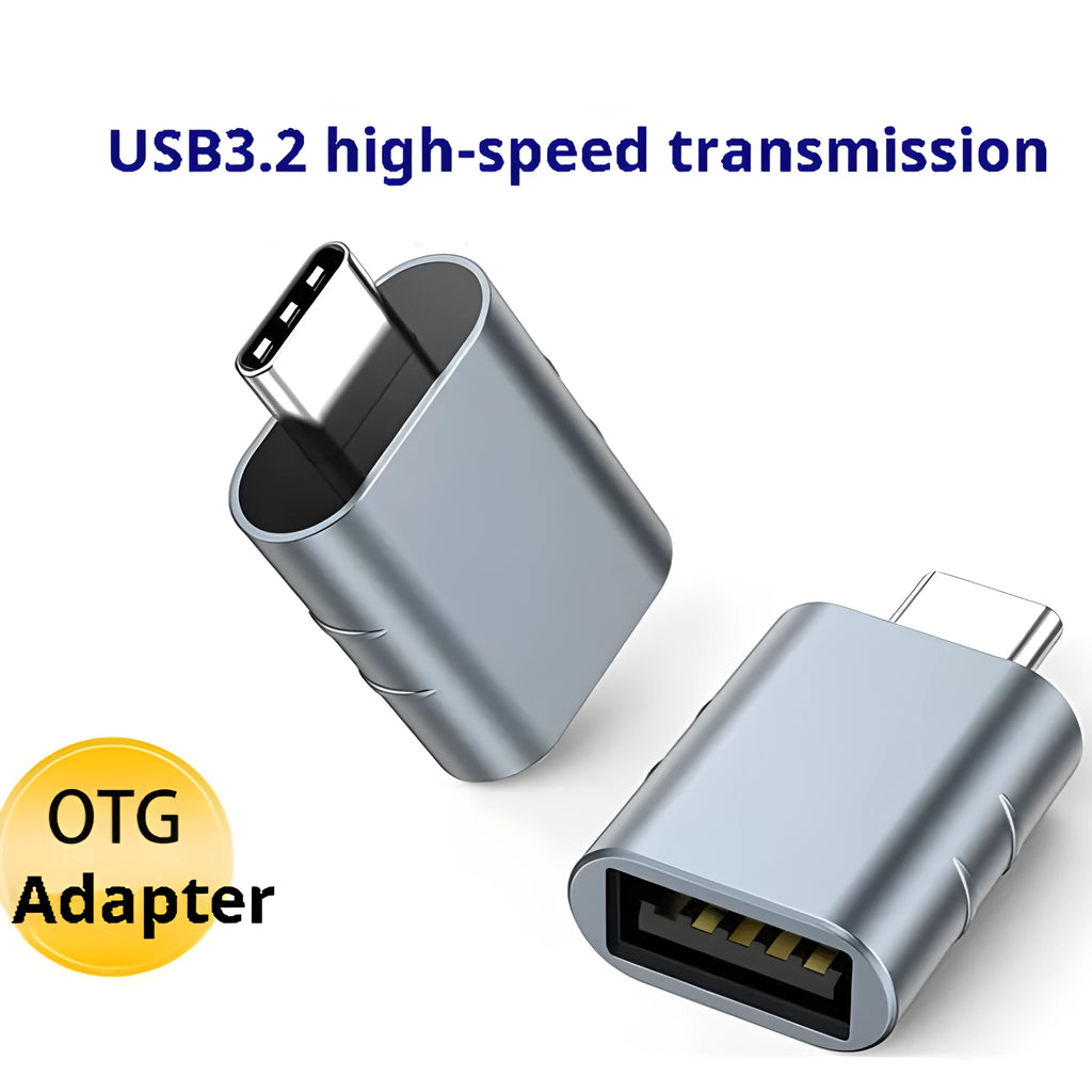USB-C to USB-A converter adapter in multiple colours with zinc alloy construction and 10Gbps data transmission