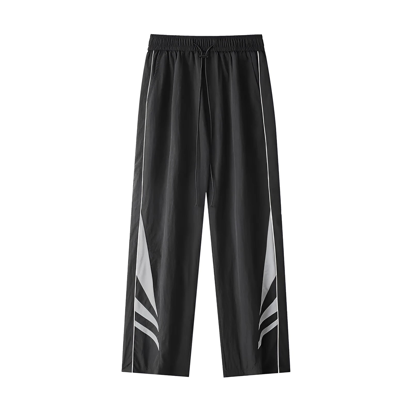 Men's straight-leg cotton blend trousers in black with buttoned cardigan front and non-ironing finish