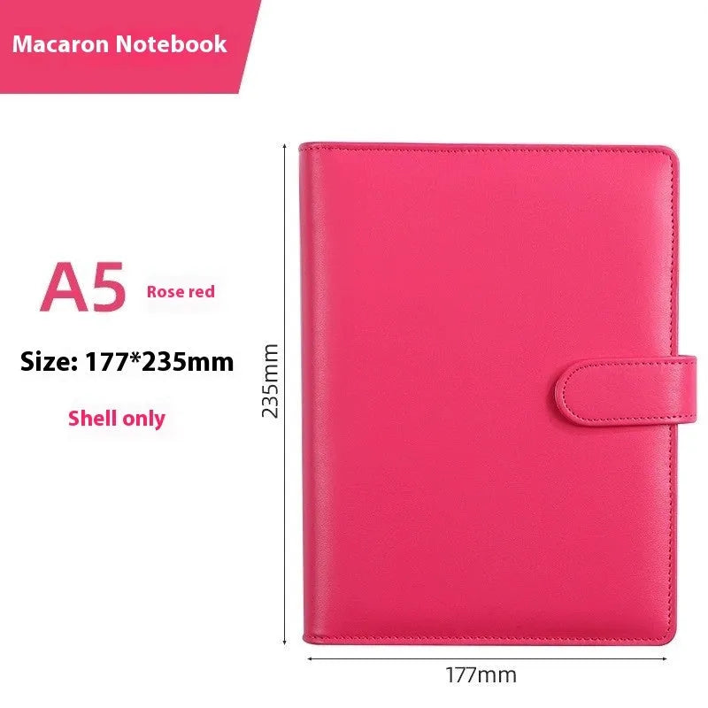A5 PU leather zipper notebook shell in a solid colour, shown closed, with dimensions 235mm by 177mm.