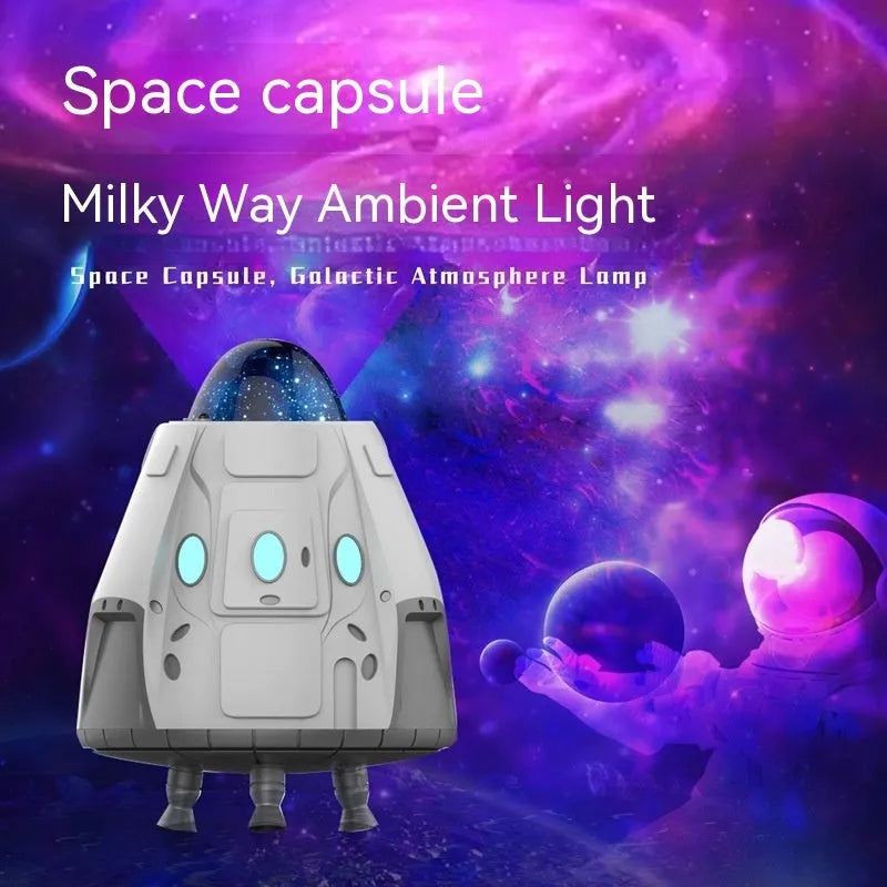 White Bluetooth-controlled Northern Lights ambience light with USB power and laser starry sky projection