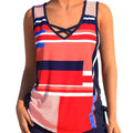 Women's printed split boxer swimsuit in polyester with acrylic lining
