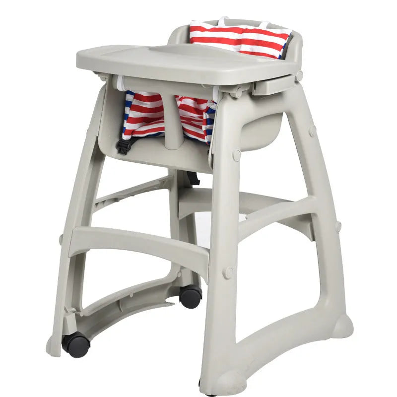 Plastic KFC-style baby dining chair with dinner plate, seat cushion and pulley accessories